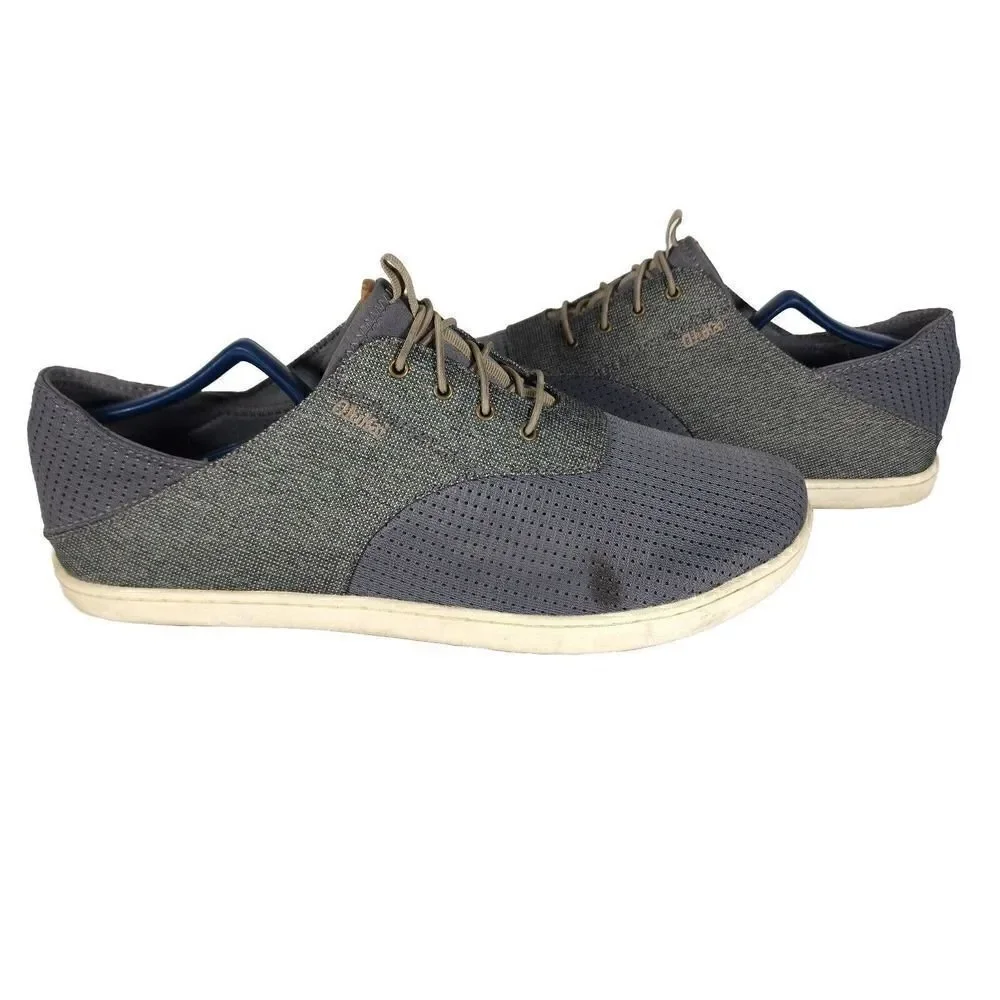 OluKai Men's Nohea Moku US 10 Gray Lace Up Flats Loafer Sneakers Shoes